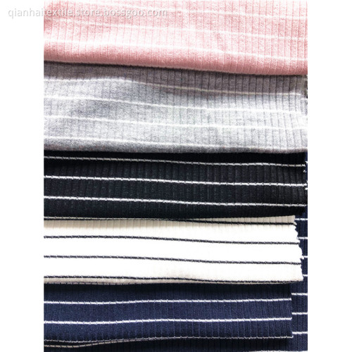 Rayon spandex yarn dyed 4by2 rib knitting fabric